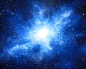 Obraz premium A luminous blue nebula with scattered stars across the background