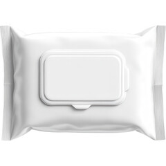 Pack of Wet Wipes with One Tissue Pulled Out, Isolated on White