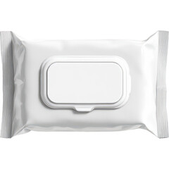 Pack of Wet Wipes with One Tissue Pulled Out, Isolated on White