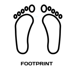 Footprint editable stroke outline icon isolated on white background flat vector illustration, black outline, Pixel perfect