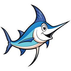 Obraz premium a cartoon illustration of a blue marlin with a happy expression.