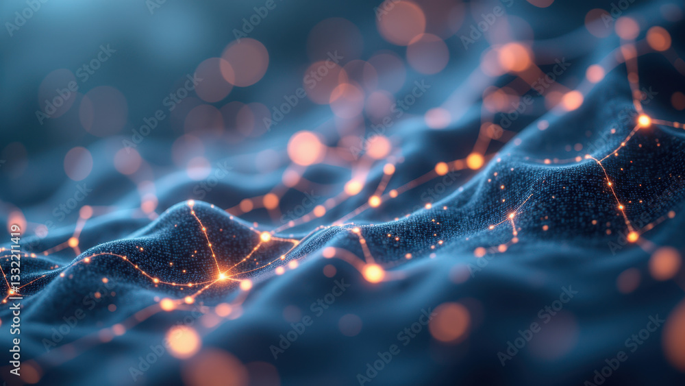 Poster medical imaging of a molecule with flowing structures.