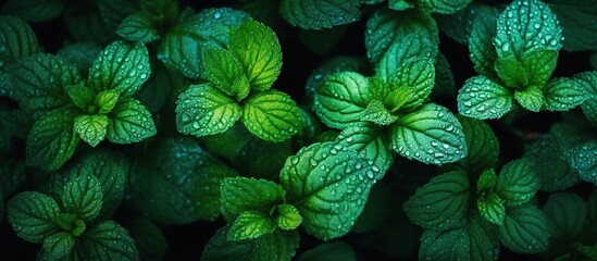 Fresh mint, flat lay, top view, Generative AI