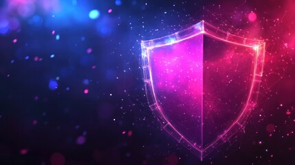 Futuristic Shield Graphic with Bokeh Background