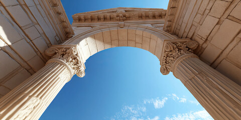 Fototapeta premium Classical Archway with Fluted Columns and Ornate Capitals