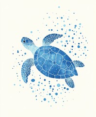 Illustration of a Blue Sea Turtle