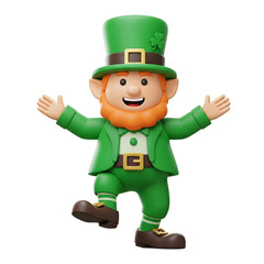 Variety of Cheerful 3D Jumping St. Patrick's Day Leperchaun Characters Isolated