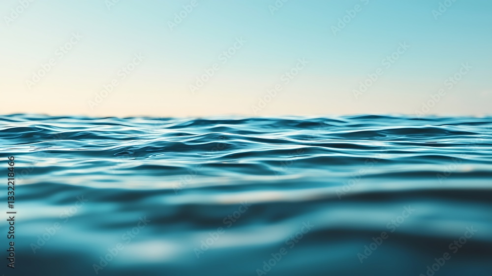 Aufkleber a serene view of calm ocean waves reflecting natural light, creating a tranquil atmosphere.