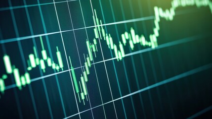 Green Line Chart Displaying Financial Growth and Market Trends