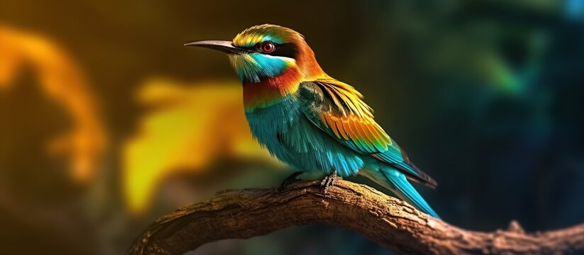 Merops apiaster closeup on a branch, Generative AI