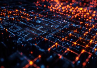 Obraz premium A computer screen with a blue background and orange squares