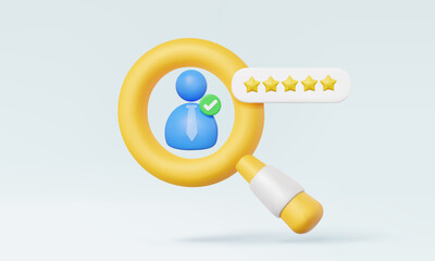Magnifier recruitment best profile employment recruitment agency job human resources interview experience job leadership management company personnel find professional. 3D vector render illustration
