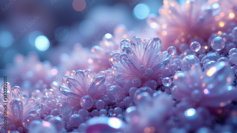 Aufkleber close-up image of a molecular structure with an ethereal glow.