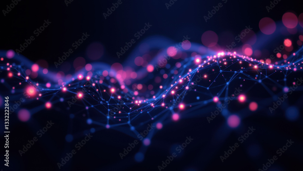 Poster molecular structure visualization with vibrant colors highlighting key elements, representing advanc