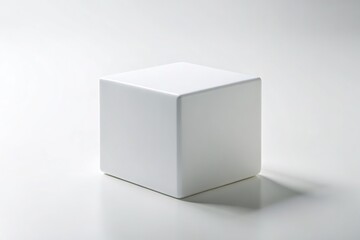 Naklejka premium Geometric white cube, stark and isolated.