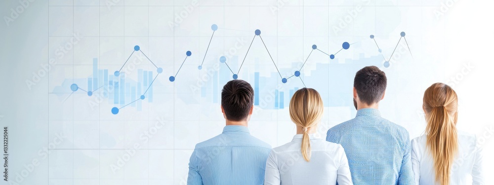 Aufkleber business team analyzing financial data on chart display in office