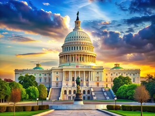 Fototapeta premium The Capitol's grandeur: American history etched in stone.