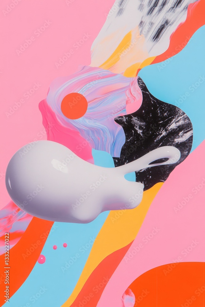 Poster vibrant abstract digital art design filled with intricate patterns and bold colors offering ample co