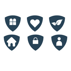 set of vector love ,man,lock leaf ,window,home, in shield