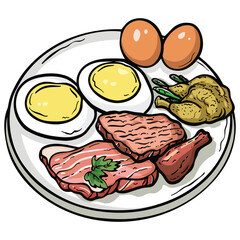 Premium Surf & Turf Ingredients - Hand-Drawn Illustration