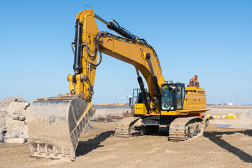 Fototapeta premium An excavating crane