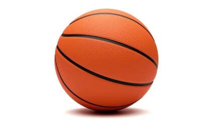 Fototapeta premium High-quality basketball isolated on a white background. Textured orange ball used for professional and recreational play. Ideal sports equipment for games, training, and competitions