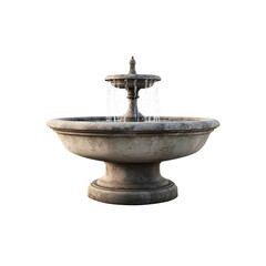 Old Stone Fountain in Park Garden with Water and Sculpture