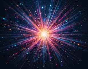 Naklejka premium Cosmic explosion of colors outer space digital art abstract background bird's eye view energy and light