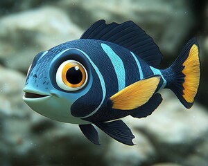 Cute Cartoon Fish in Reef