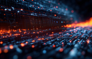 A computer screen with a bunch of glowing numbers and letters