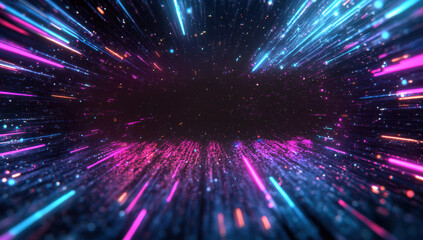 Obraz premium A bright, colorful, and dynamic space scene with a purple and blue background