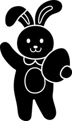 Cute rabbit Cartoon character silhouette isolated.
Bunny holding Easter egg silhouette flat vector illustration.
Good for card,poster, banner, leaflet.
Transparent background.