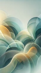 Translucent circles in shifting green, yellow, and teal hues, creating depth and fluid motion, perfect for abstract background and wallpaper