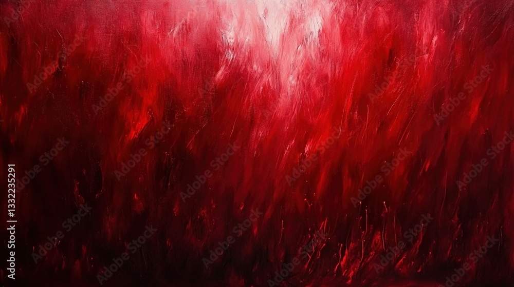 Poster an abstract artwork featuring vibrant hues of red, blending shades and textures to create a dynamic 