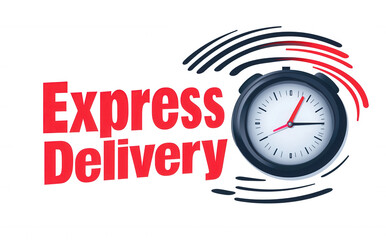 Express delivery showing speed with alarm clock and transparent background