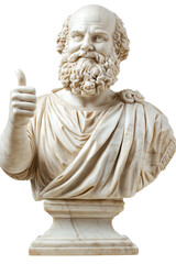 Isolated Marble Bust of Socrates Giving Thumbs Up