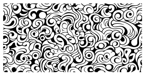 abstract swirl pattern background black and white vector seamless texture