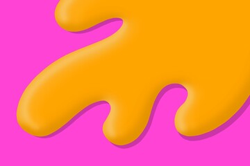 Liquid paint drip drop splash. Yellow and pink paint for background, banner, wallpaper, card. Colorful paint splashes. Abstract colorful background