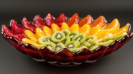 Colorful Fruit Salad in Elegant Glass Bowl