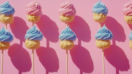 Pastel Swirl Cake Pops on Pink Background