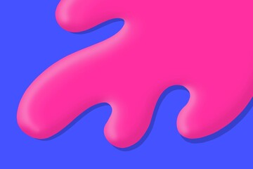 Pink paint or cream dripping from top on a blue background