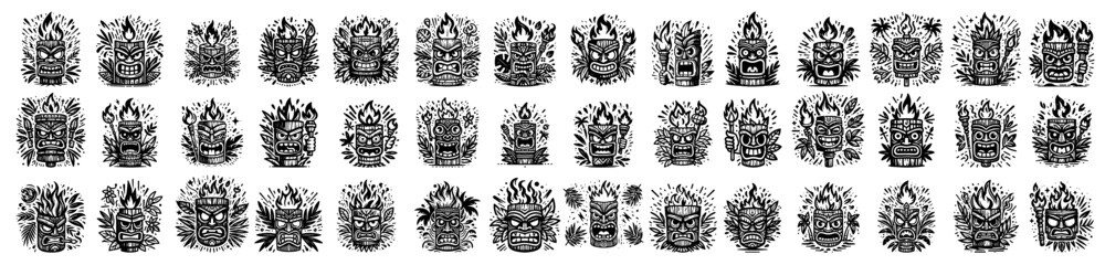 ganesha illustration set hindu elephant god in various poses black and white vector