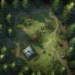 Detailed Forest Battlemap Grid Map for Dungeons Dragons TTRPG Pathfinder Maps