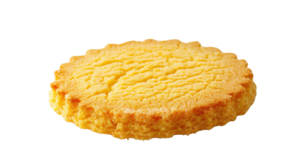 Round butter cookie rotating on transparent background