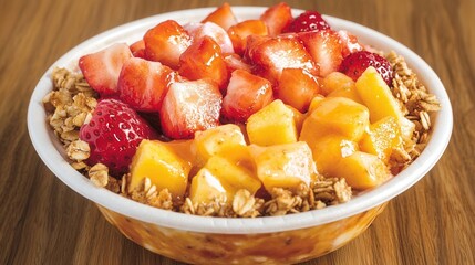Delicious Fruit and Granola Bowl with Sweet Sauce