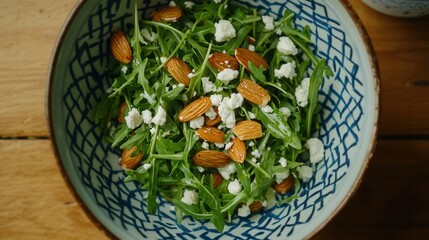 Arugula Salad with Toasted Almonds and Feta Cheese