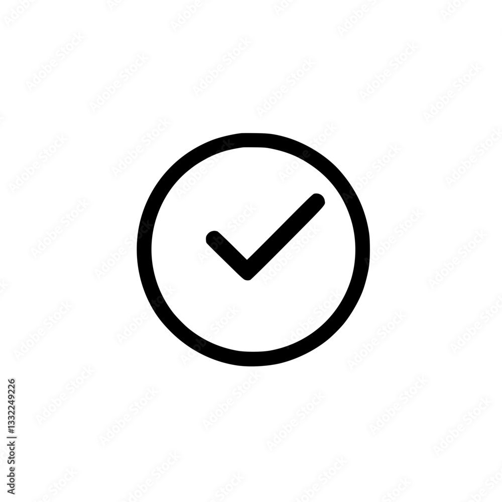 Poster simple check mark inside a circle symbol of approval completion or selection clean and minimalist de
