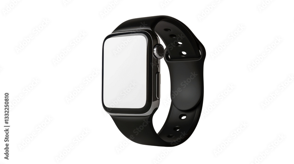 Poster smartwatch with blank screen showing on transparent background