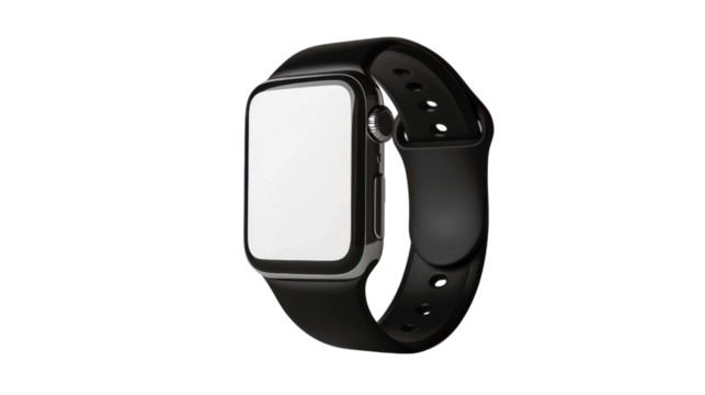 Smartwatch with blank screen showing on transparent background