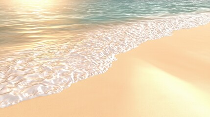 Soft Ocean Waves Lapping Calm Sandy Beach at Sunset